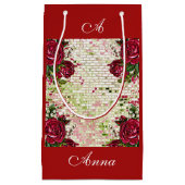 Petit Sac Cadeau Bourgogne Rouge Rustique Rose Élégant Pays (Devant)