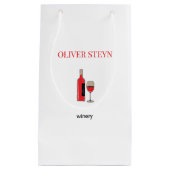 Petit Sac Cadeau Bouteille de vin et verre blanc (Devant)