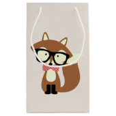 Petit Sac Cadeau Bow Cravate et lunettes Hipster Renard Brown (Dos)