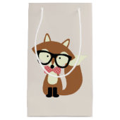 Petit Sac Cadeau Bow Cravate et lunettes Hipster Renard Brown (Devant)
