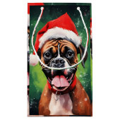 Petit Sac Cadeau Boxer allemand peinture de Noël (Dos)