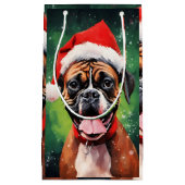 Petit Sac Cadeau Boxer allemand peinture de Noël (Devant)