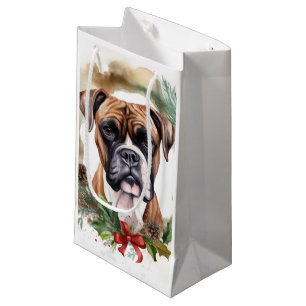 Petit Sac Cadeau Boxer Christmas Wreath Festive Pup