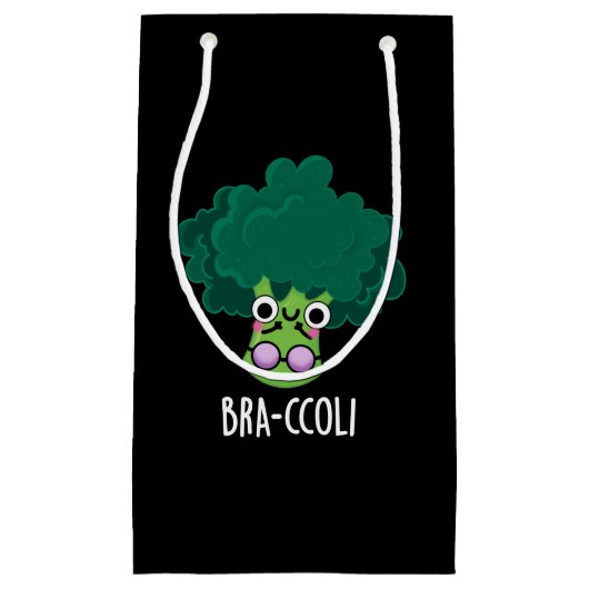 Petit Sac Cadeau Bra-ccoli Funny Veggie Brocoli Bra Pun Dark BG (Devant)