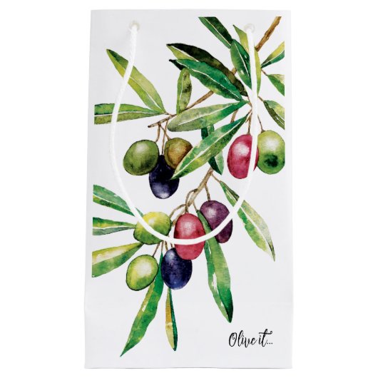 Petit Sac Cadeau Branche d'olive aquarelle (Devant)