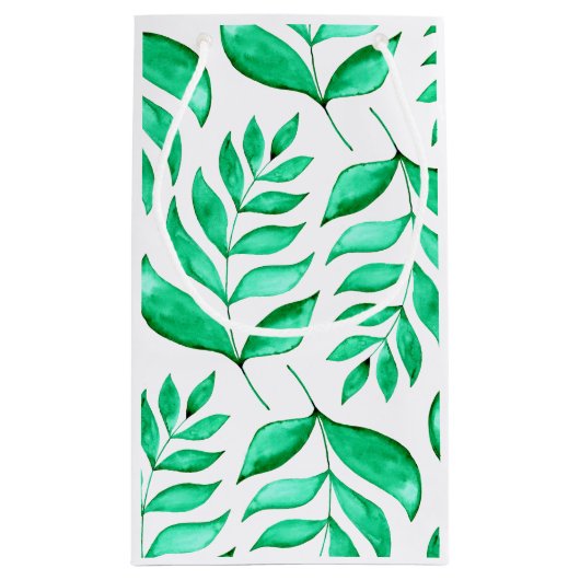 Petit Sac Cadeau Branches d'aquarelle simples - vert (Dos)