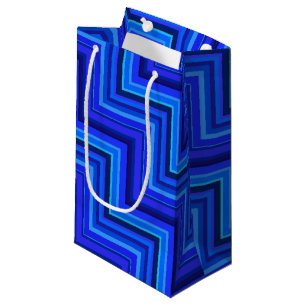 Petit Sac Cadeau Brayures bleues escaliers motif