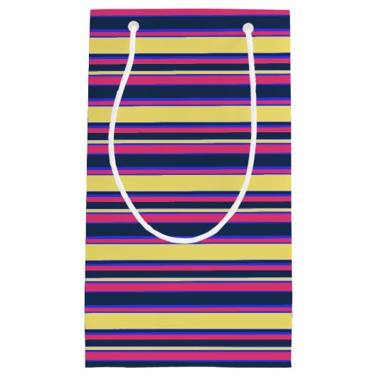 Petit Sac Cadeau Brayures rose, jaune et bleue (Devant)