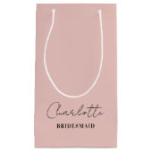 Petit Sac Cadeau Bridesmaid | Mini-Script Rose Gold (Devant)