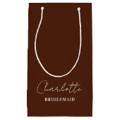 Petit Sac Cadeau Bridesmaid Minimalist Script | Brown (Devant)