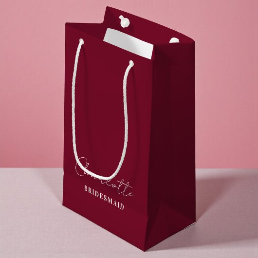 Petit Sac Cadeau Bridesmaid | Minimalist Script Burgundy