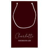 Petit Sac Cadeau Bridesmaid Minimalist Script | Deep Burgundy (Dos)