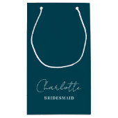 Petit Sac Cadeau Bridesmaid Minimalist Script | Deep Teal (Dos)