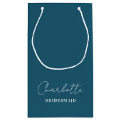 Petit Sac Cadeau Bridesmaid | Minimaliste Script Canoe Blue (Dos)