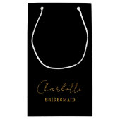 Petit Sac Cadeau Bridesmaid | Script minimal Black Gold (Dos)