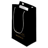 Petit Sac Cadeau Bridesmaid | Script minimal Black Gold (Devant Angle)