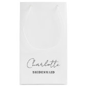 Petit Sac Cadeau Bridesmaid | Script minimaliste blanc (Dos)
