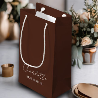 Petit Sac Cadeau Bridesmaid | Script minimaliste Brown