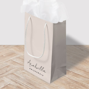 Petit Sac Cadeau Bridesmaid Script minimaliste moderne rose pâle