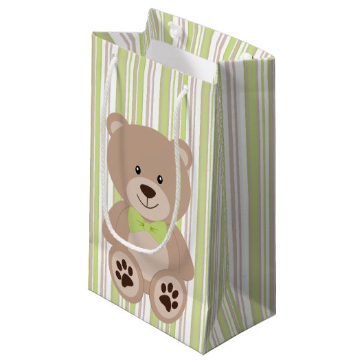 PETIT SAC CADEAU BRONZAGE AVEC OURS TEDDY AVEC CRAVATE ET STRIPES E (Devant Angle)