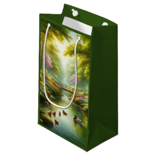 Petit Sac Cadeau Brook de printemps avec canards/fleurs