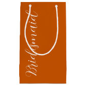 Petit Sac Cadeau Brûlé Orange Stylisé Script Mariage Bridesmaid (Devant)