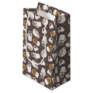 Petit Sac Cadeau Brun de motif d'amant de café
