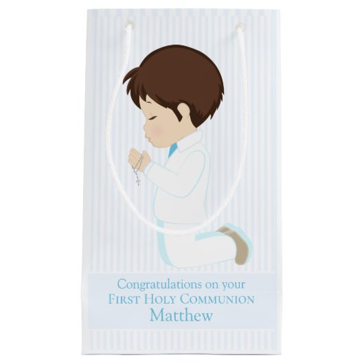 Petit Sac Cadeau Brunette First Communion Garçon Petit Cadeau (Devant)