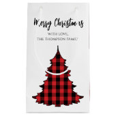 Petit Sac Cadeau Buffalo Check Joyeux Noël personnalisé (Devant)