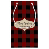 Petit Sac Cadeau Buffalo Plaid Gold Foil Christmas Deer (Dos)