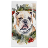 Petit Sac Cadeau Bulldog Christmas Wreath Festive Pup (Devant)
