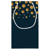 Petit Sac Cadeau Bulles de Champagne d'or, Mariage Bleu & Or (Dos)