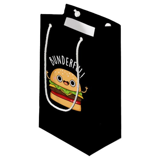 Petit Sac Cadeau Bunderny Burger Bun Pun Pun Dark BG (Devant Angle)