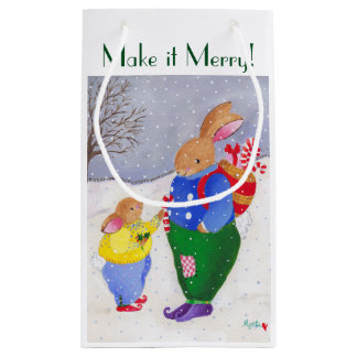 Petit Sac Cadeau Bunnies de panier de Noël