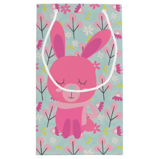Petit Sac Cadeau Bunnies et fleurs roses (Dos)
