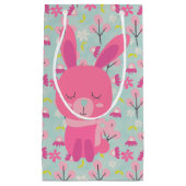Petit Sac Cadeau Bunnies et fleurs roses (Devant)