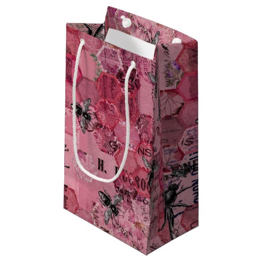 Petit Sac Cadeau Burgundy Bee Series Design Douze (Devant Angle)