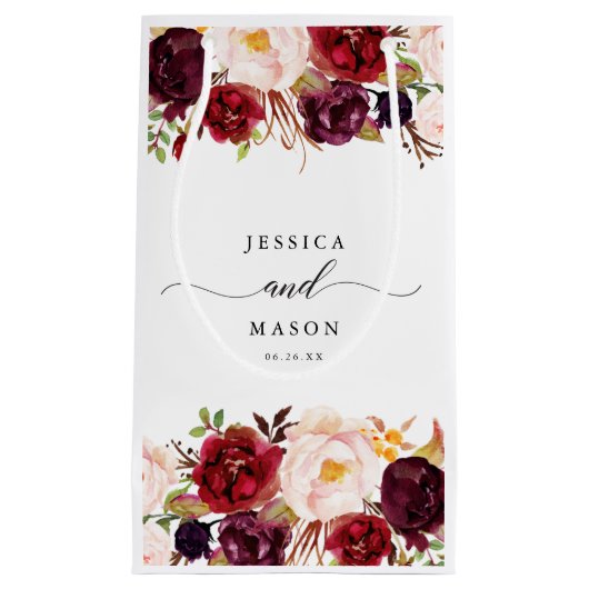 Petit Sac Cadeau Burgundy Marsala Hotel Mariage Cadeau (Devant)