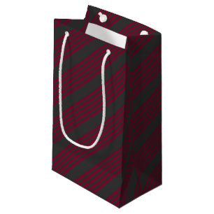 Petit Sac Cadeau Burgundy rouge et charbon de bois cinq bandes moti