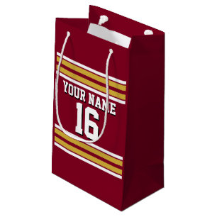 Petit Sac Cadeau Burgundy with Gold White Stripes