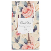 Petit Sac Cadeau Butterfly Tour Eiffel et Merci Motif (Dos)