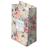 Petit Sac Cadeau Butterfly Tour Eiffel et Merci Motif (Devant Angle)