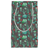 Petit Sac Cadeau cactus and ladybutern pattern - black background (Devant)