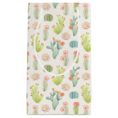 Petit Sac Cadeau Cactus en pastel mou et motif succulent (Devant)