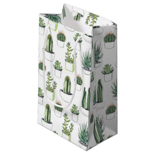 Petit Sac Cadeau Cactus pour aquarelle et Succulent (Devant Angle)