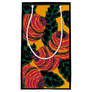 PETIT SAC CADEAU CADEAU AVEC MOTIF CHINOIS ANTIQUE EN JAUNE