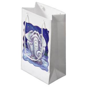 Petit Sac Cadeau Cadeau Eléphant blanc mignon