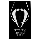 Petit Sac Cadeau Cadeau moderne noir et blanc Tuxedo Groomsman (Dos)