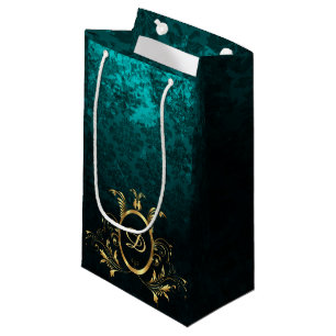 Petit Sac Cadeau Cadre en or damassé de luxe personnalisé