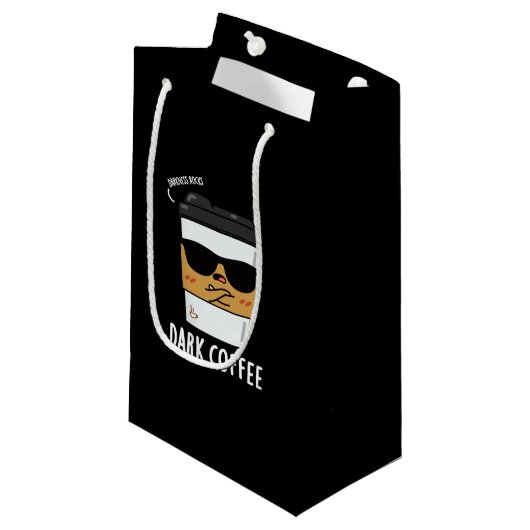 Petit Sac Cadeau Café foncé Drôle Nourriture Pun Dark BG (Devant Angle)